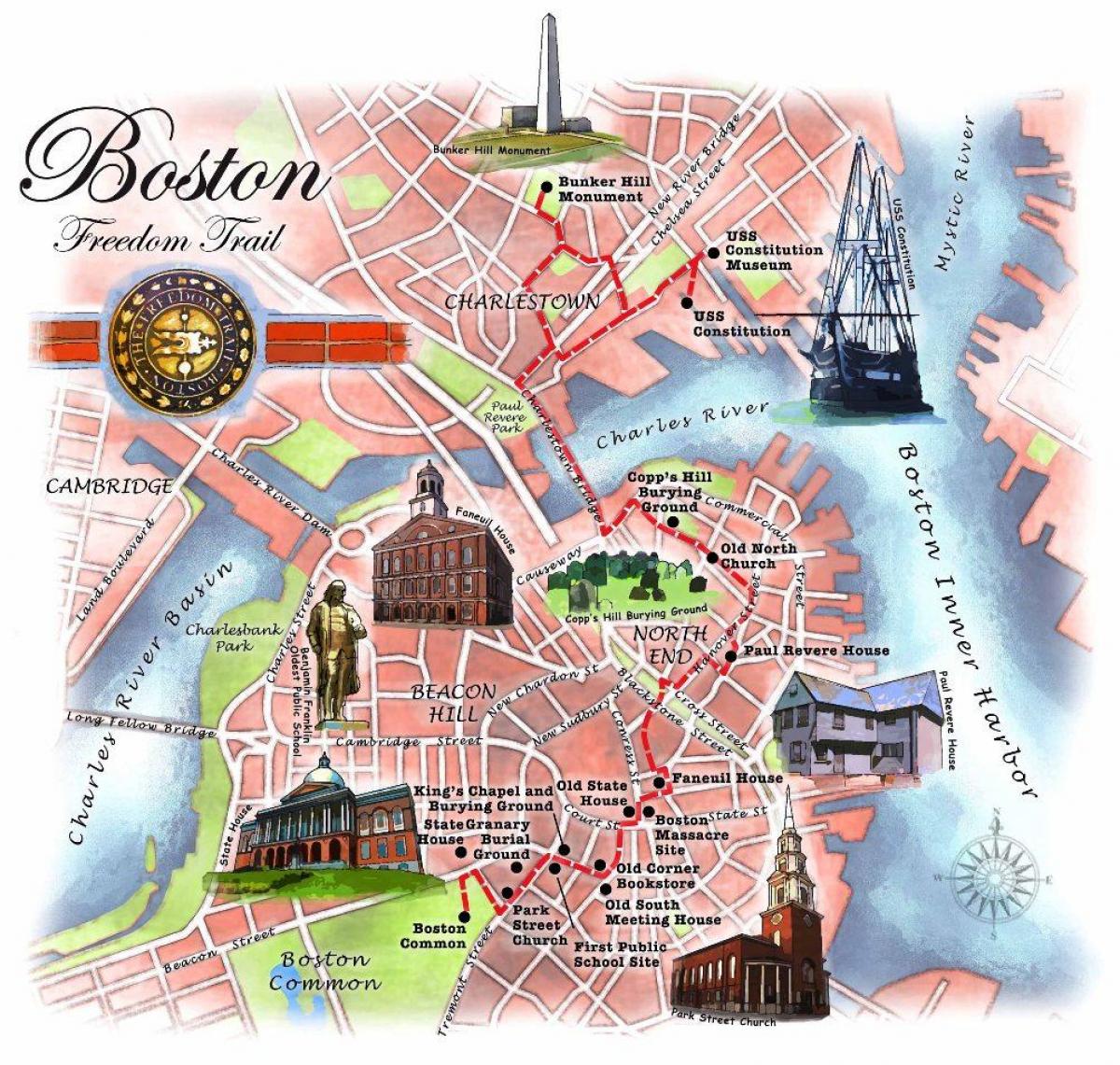 карта на Бостон слобода трага