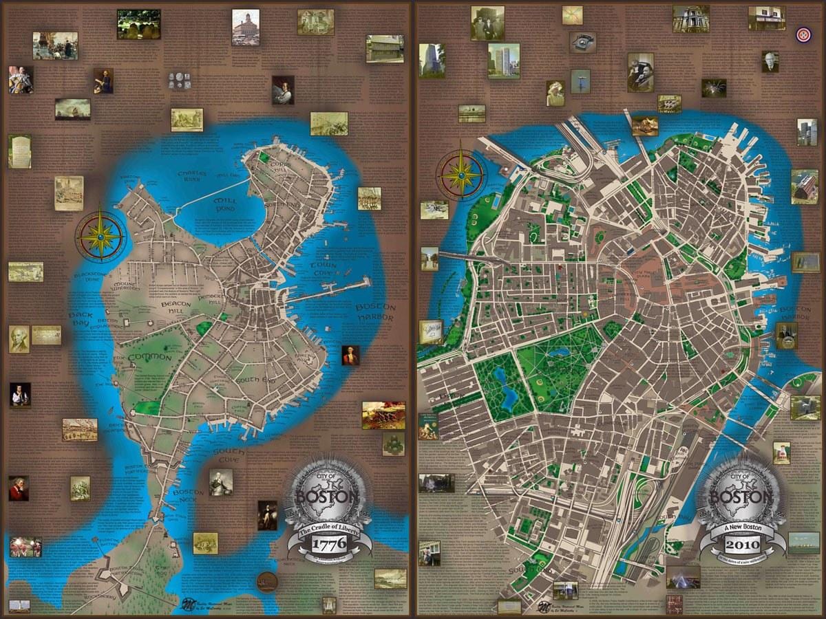 карта на Бостон 1776