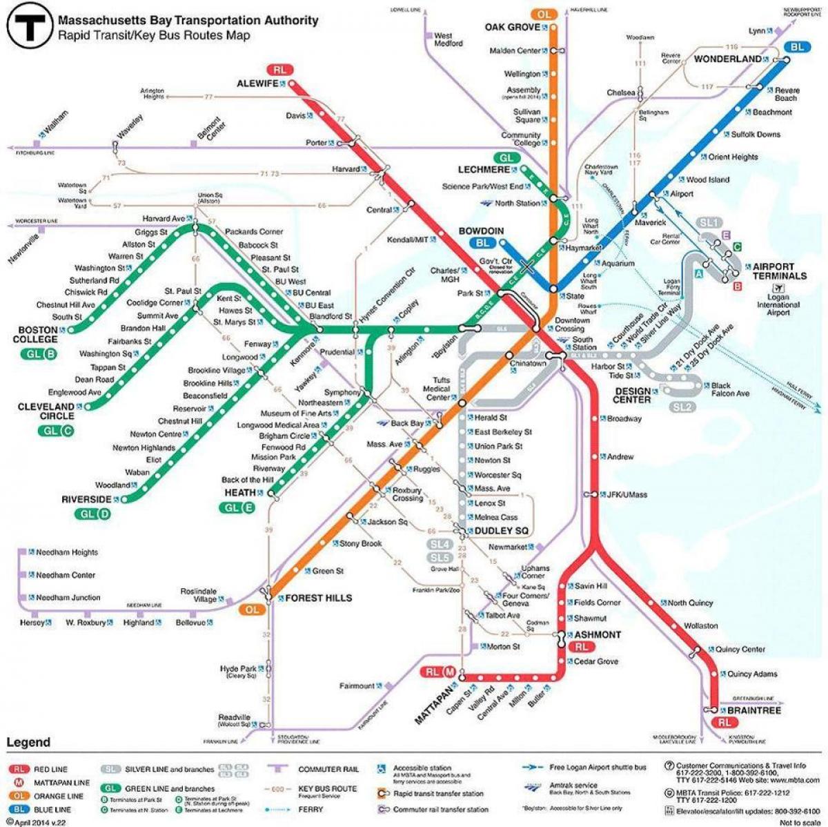 MBTA Бостон мапа