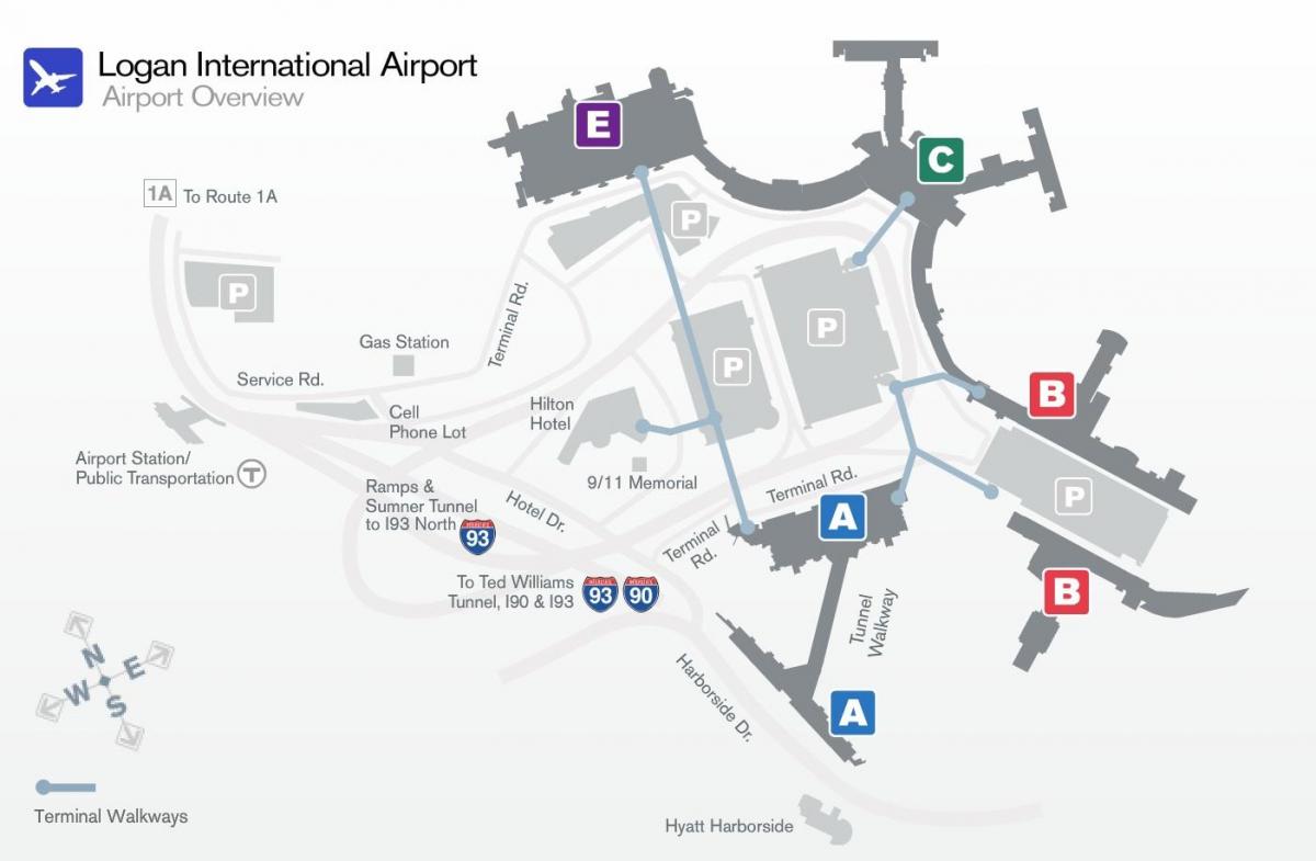 карта на аеродром Логан терминал б