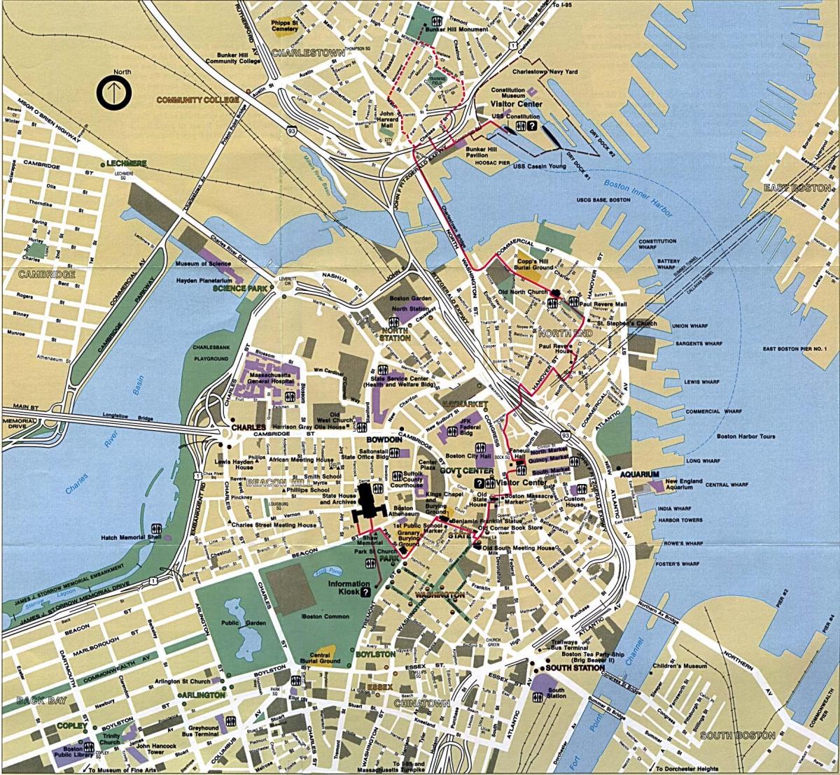 Бостон мапа на градот