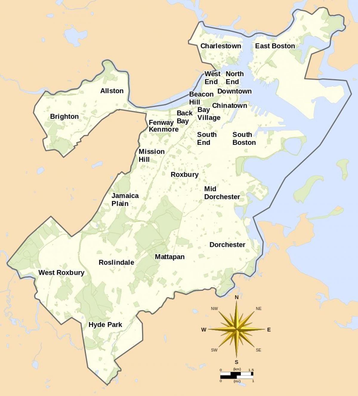 карта на Бостон и околината