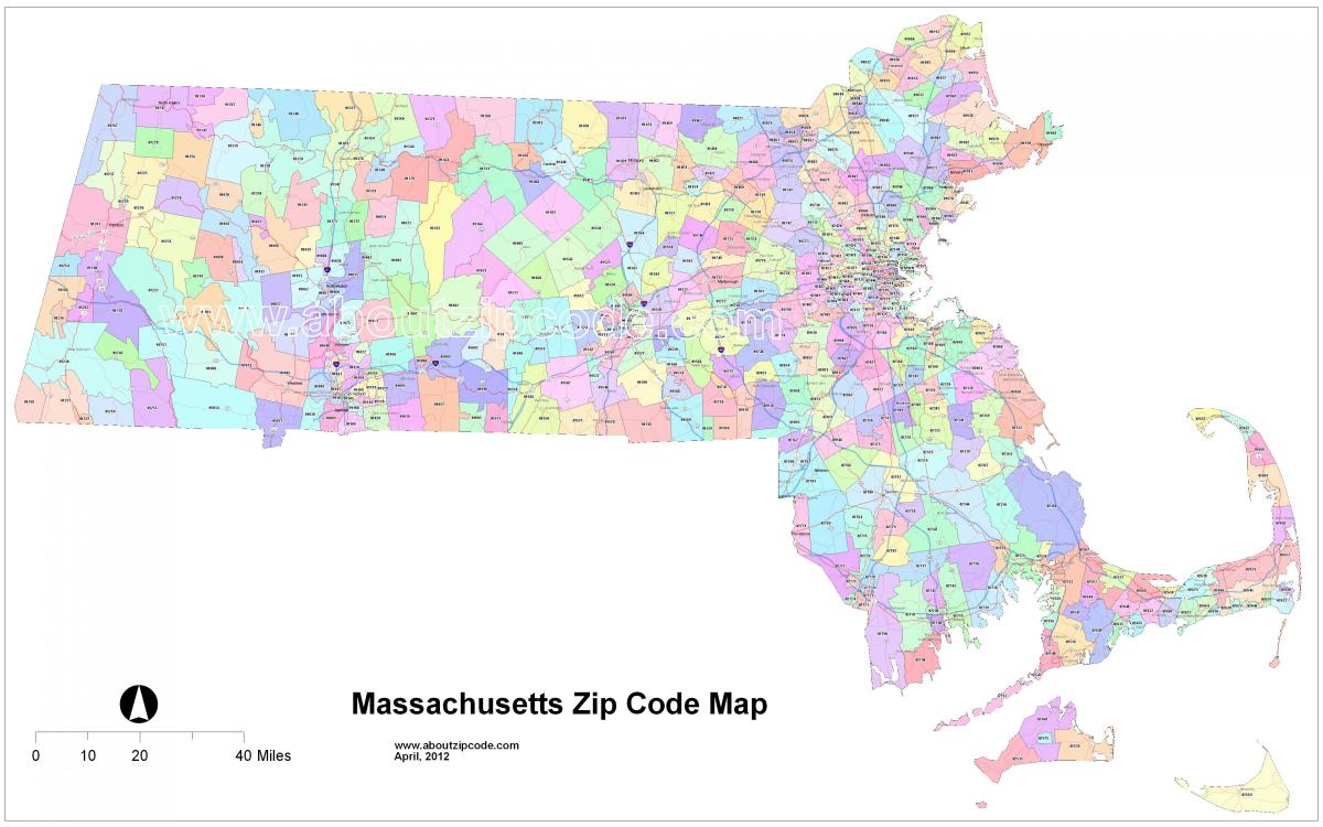 поштенски код карта на Бостон