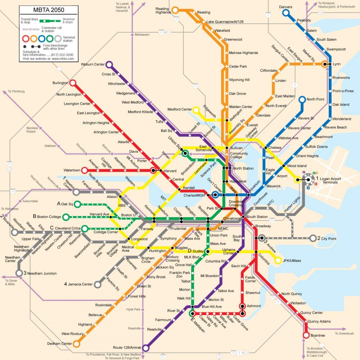 Бостон јавен транзит мапа