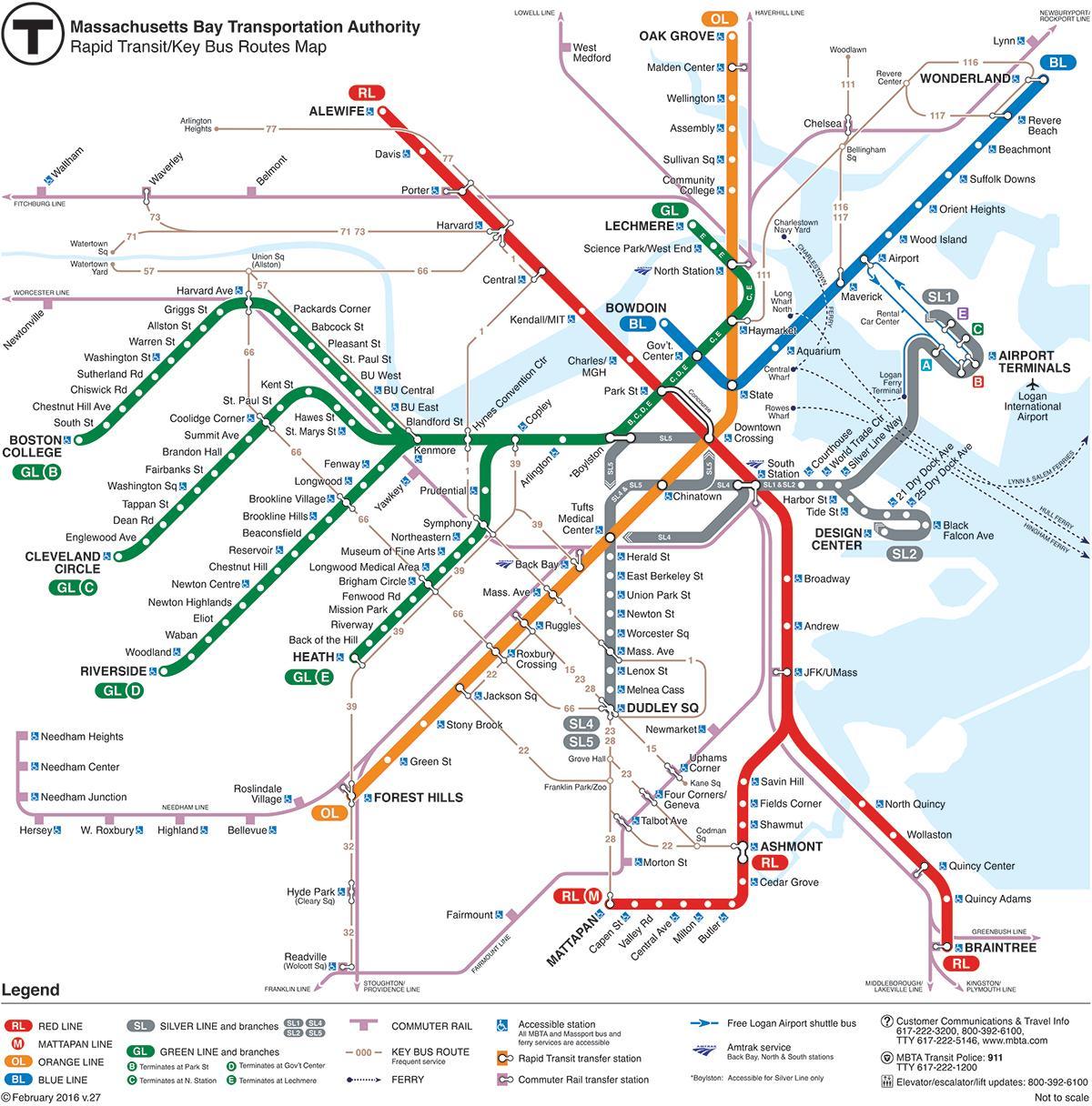 MBTA мапата црвена линија