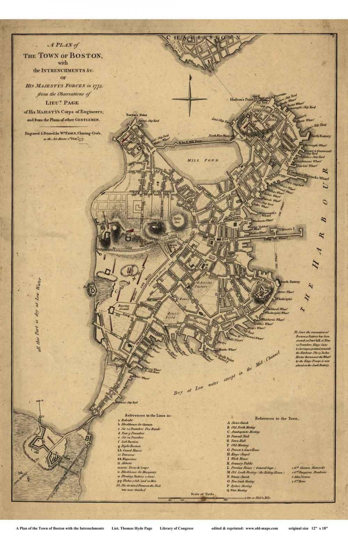 карта на историски Бостон