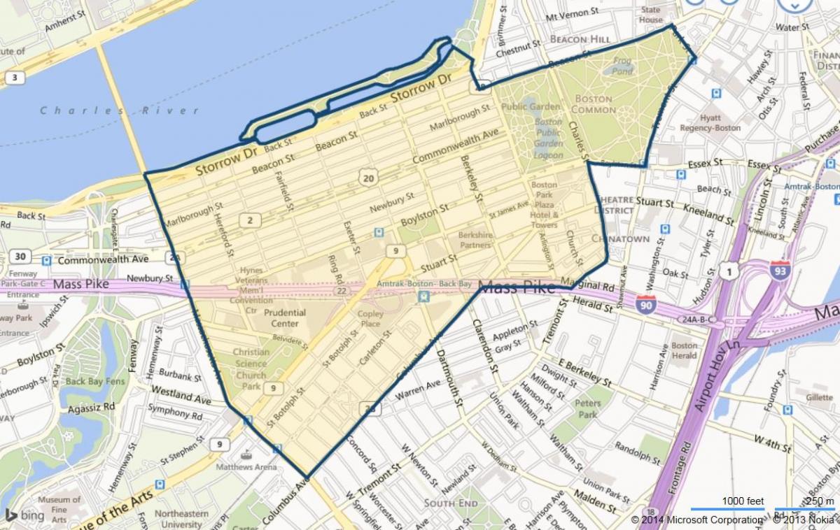 back Bay Бостон мапа