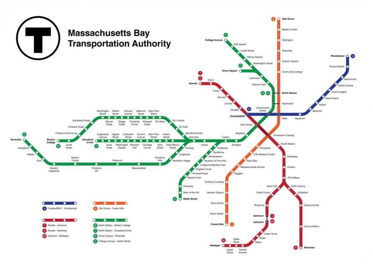 метрото во Бостон мапа