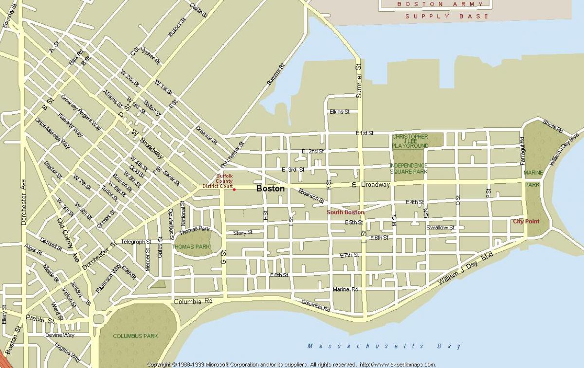 карта на јужна Бостон