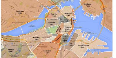 Градот Бостон зони мапа