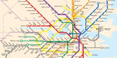 Бостон јавниот превоз мапа