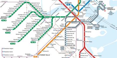 Мапа на мрежата на Т Бостон