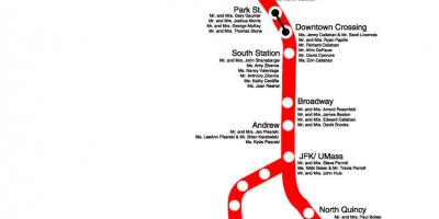 Црвена линија Бостон мапа